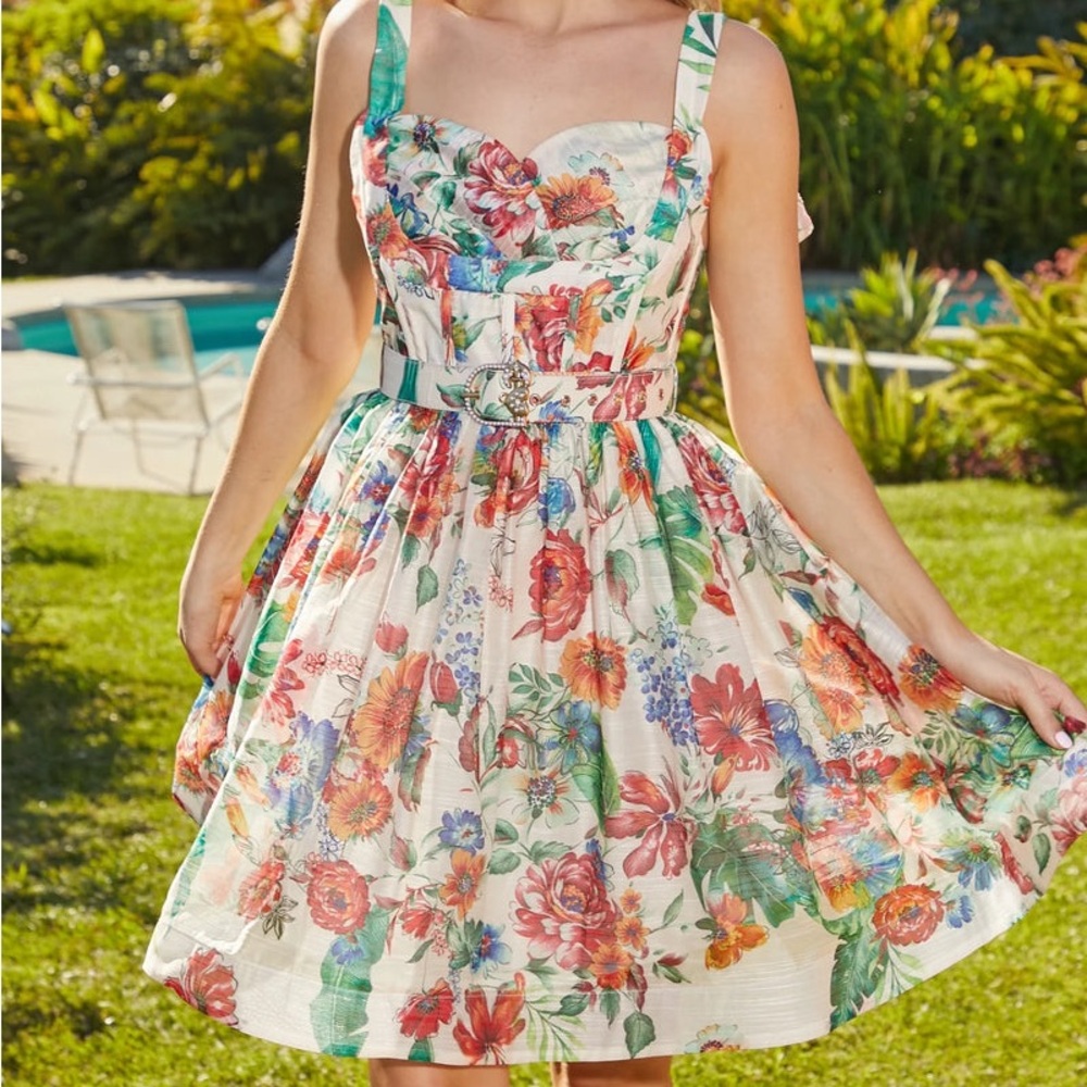 Womens blossom floral tie up dress